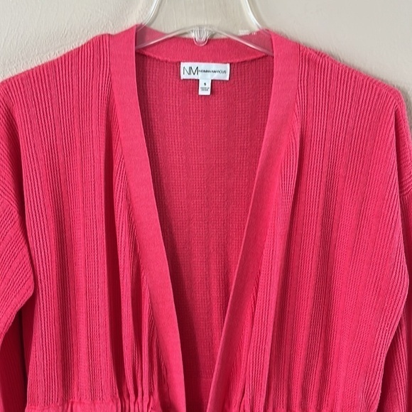 Neiman Marcus open cardigan with tie at waist long sleeves coral color size S - Picture 2 of 13